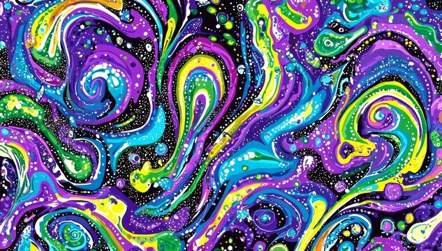 Vivid Abstract Swirls of Colorful Confetti Background Inspired by Brazilian Carnival. Concept of Festive Celebration, Joyful Energy, Cultural Vibrancy, and Party Spirit. Copy space