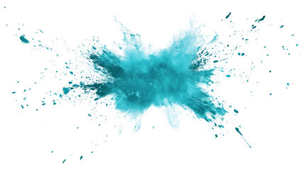 Dynamic Cyan Burst Explosion, isolated on transparent background
