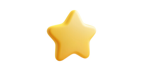 Yellow Star With Smooth Texture Isolated on Transparent Background