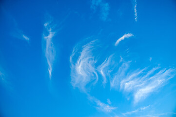 vivid blue sky with white clouds for background wallpaper