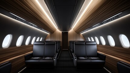 Fototapeta premium Sleek interior of a modern private jet cabin