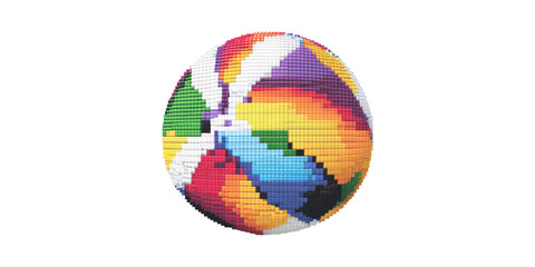 Fototapeta premium Colorful mosaic beach ball isolated on transparent background