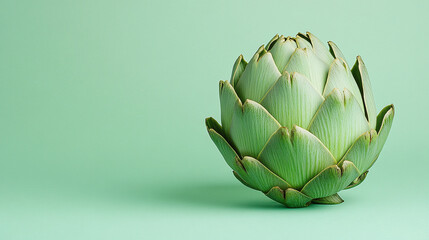 Fototapeta premium Fresh Artichoke on Mint Green Background