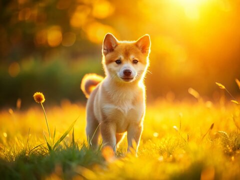 Adorable Korean Jindo Puppy Miniature Tilt-Shift Photo
