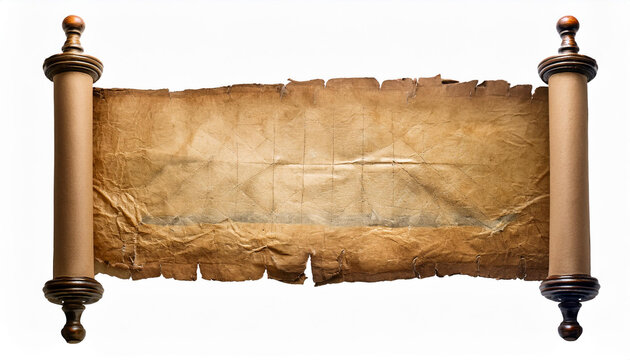 antique mediaeval paper sheet parchment scrol remoted on white history