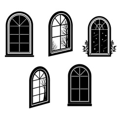window silhouettes vector