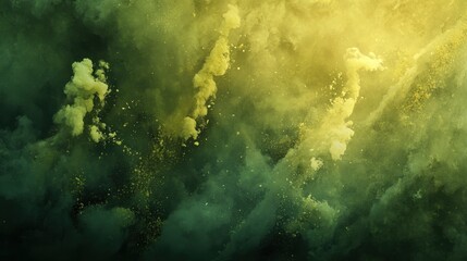 Visualizing the impact of industrial and chemical pollution with toxic green and yellow fumes released into the atmosphere during a manufacturing process