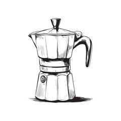 geyser coffee maker vector design isolated on white background - geyser coffee maker sketch