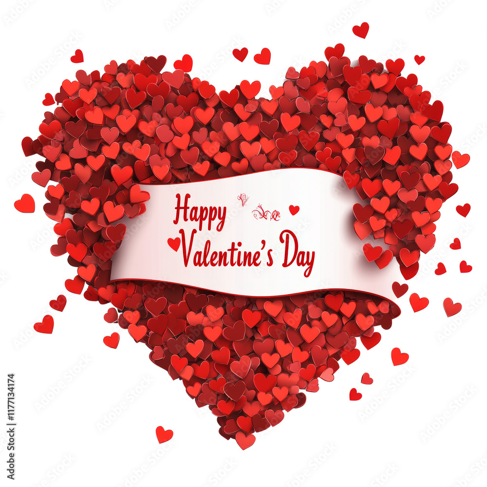Aufkleber a large heart composed of many smaller red hearts with a valentines day message.