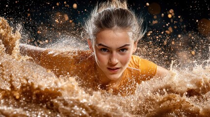 Obraz premium An athlete who is dedicated to their craft exhibits unwavering focus and unwavering determination, pushing themselves to their limits every single day in pursuit of their goals.