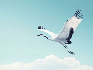 Obraz premium Crane Soaring Through a Pastel Sky