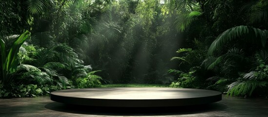 Empty Stage in Lush Tropical Forest