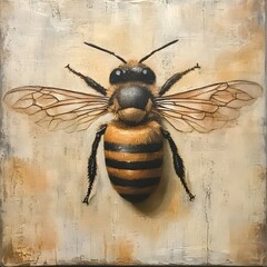 Beautiful honey bee image on a graphic abstract