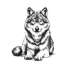 Fototapeta premium Wolf vector design isolated on white background - wolf sketch