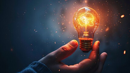Illuminating Idea   Glowing Light Bulb in Hand Symbolizing Creativity Innovation and Invention  Concept of and potential for growth and progress