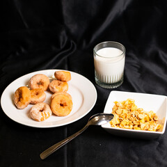 A high angle view of a breakfast presentation. 