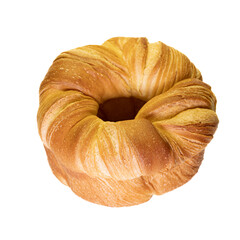 Brown round cheese bread on isolated white background. 