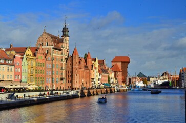 gdansk old town city with  big old crane