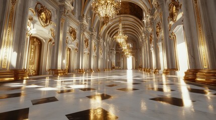 Obraz premium Grand Hallway with Golden Accents