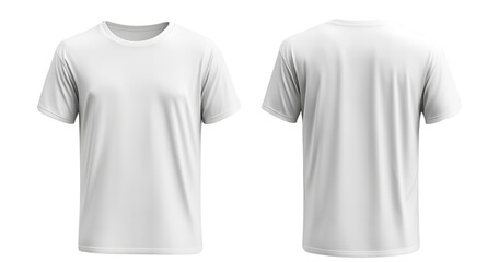 Naklejka premium White T-shirt template on a transparent background, front and back view. Mockup for design print presentation, a blank white T-shirt for fashion in the studio, isolated on a clear PNG background