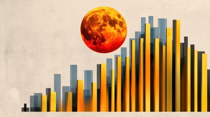 The abstract illustration portrays a series of vertical lines steadily increasing in height, symbolizing the continual growth and prosperity of wise financial investments.