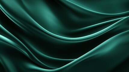 Obraz premium Emerald Green Silk Drapery: Abstract Texture and Smooth Waves