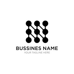 Letter n Dots Logo Design with Black and White Colors