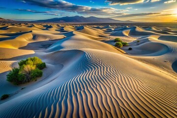 Naklejka premium Aerial Drone Shot: Gray Sand Texture Background, Desert Landscape