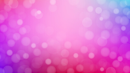 Horizontal background of bright hot pink gradient color with blurred bokeh lights. Festive empty birthday or Valentine's day banner. Vector HD template with copy space, colorful backdrop design.