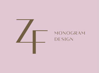 ZF letter logo icon design. Classic style luxury initials monogram.