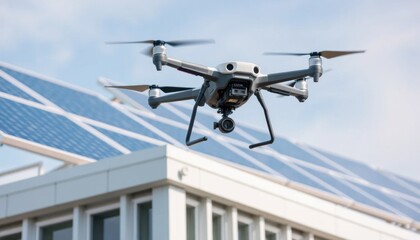 Drone Inspection of Solar Panels on Building