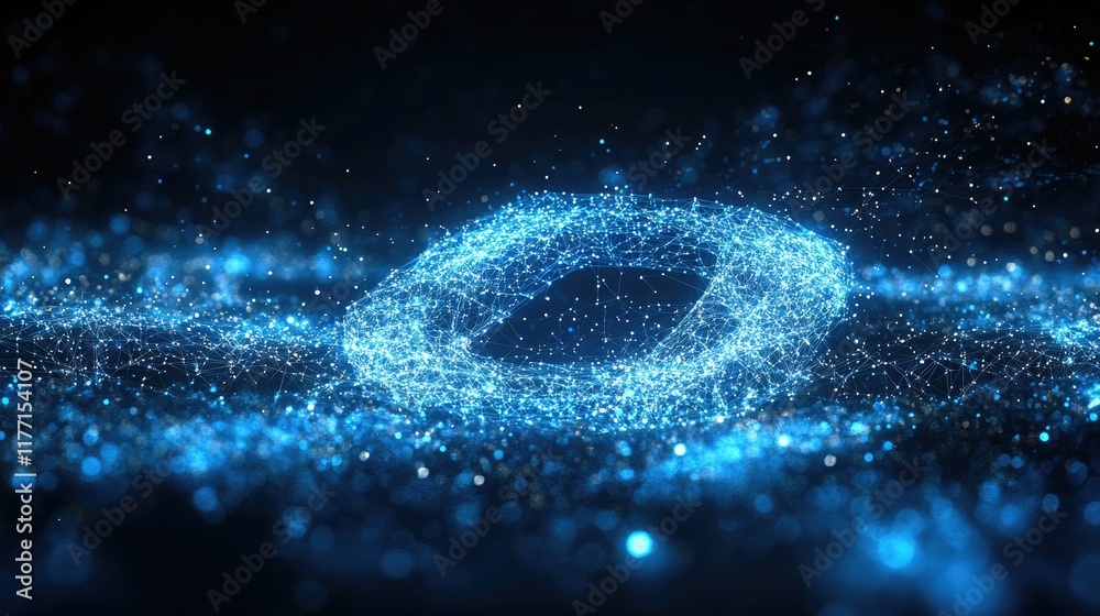 Wall mural abstract image of a number zero in the form of a starry sky or space, consisting of points, lines, a