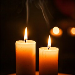 burning candles in the dark