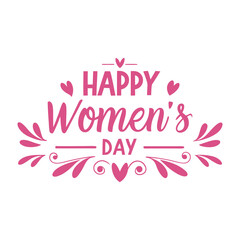 Happy Women's Day Lettering Design On An Isolated Background