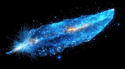 Abstract image of Bird feather of a starry sky or space, consisting of points, lines, and shapes in the form of planets, stars and the universe. Vector business