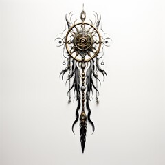 abstract line tattoo illustration on white background