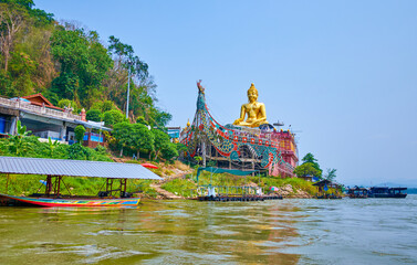 Phra Chiang Saen Si Phaendin temple of Mekong river, Golden Triangle area, Ban Sop Ruak, Thailand
