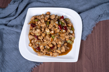 Kung Pao chicken on a white plate