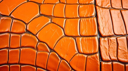 Bright Orange Crocodile Skin Texture Close-up Detail