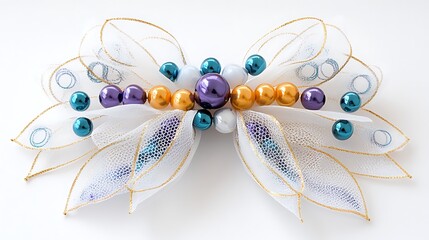 Naklejka premium Elegant Pearl and Lace Bow Decoration