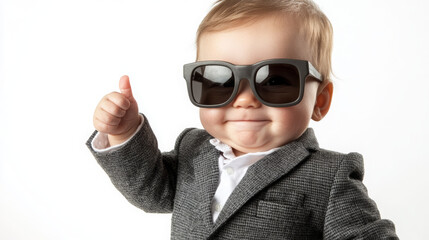 Cool Baby in a Suit: Thumbs Up for Style