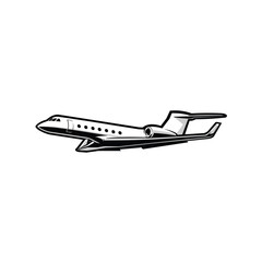 Private Jet Plane Vector Art Illustration. Best for Airline Transportation Related Industry