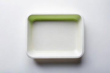 Aerial View: Disposable Paper Food Tray on Pure White Background - Clean, Minimalist Food Packaging Stock Photo