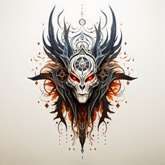 colorful Skull tattoo design on white background