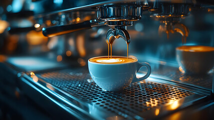 Espresso Machine Pouring Coffee - Realistic Image
