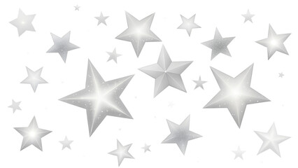 Stars of various sizes glimmering against a white background during a festive celebration creating a dreamy atmosphere