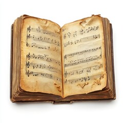 Open Music Book with Sheet Music &ndash; Musical Notation, Classical Inspiration, Music Education, and Creative Arts