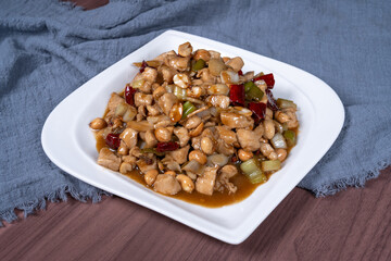 Kung Pao chicken on a white plate