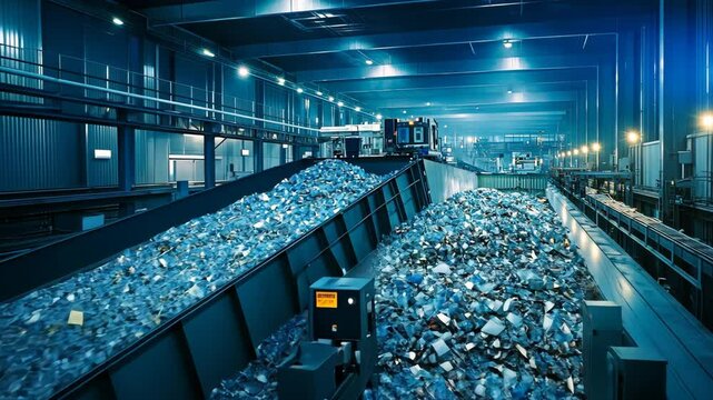 Waste management facility processes recyclable materials for environmental sustainability