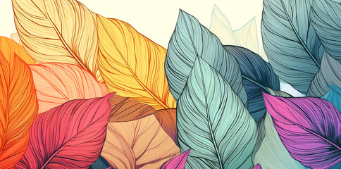 Abstract dark leaf painting, beautiful background.